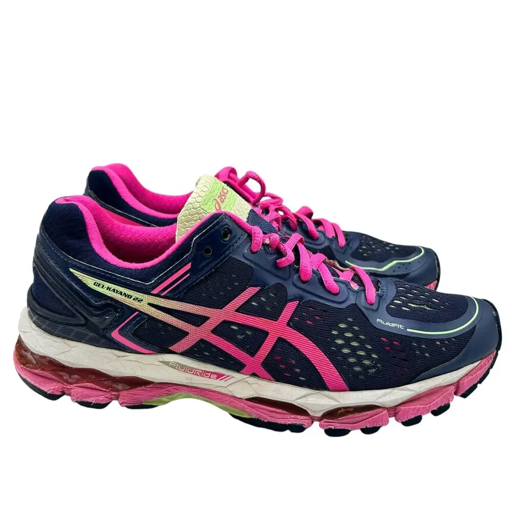 ASICS Women's Gel Kayano 22 Indigo‎ Blue Pink Glow Sneakers Shoes Size 8